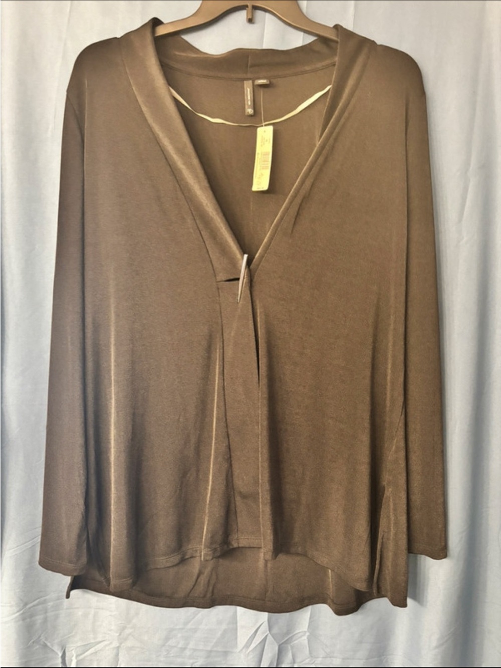 new directions Black V-Neck Draped Long-Sleeve Blouse